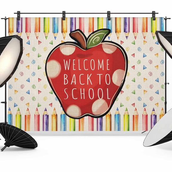 Welcome Back To School Season Photography Backdrop 7x5FT, Colorful Pencil Linen Photo Backdrops, Background for Photography Studio Photo Studio Background, Back Drop for Photoshoot