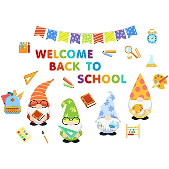 Welcome Back to School Wall Decals School Gnome Wall Stickers Window Clings Window Stickers Back to School Party Ornaments Supplies for Classroom Decorations