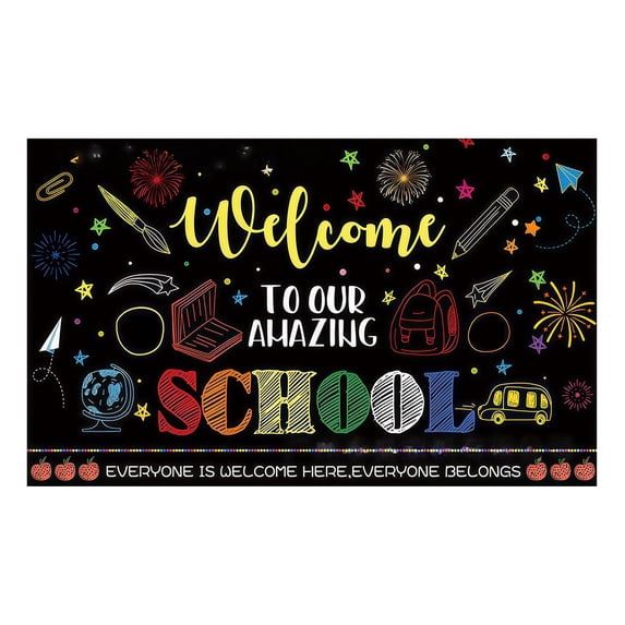 Welcome Back To School Banner, Durable Colorful Hanging Banner, Versatile Supply For Back To School Events, Classroom Wall & Photobooth Setup (F)