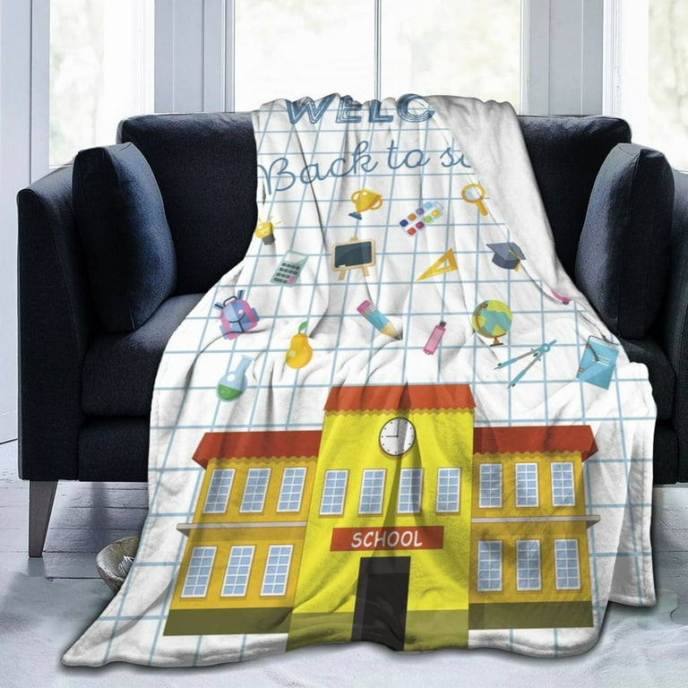 Welcome Back To School First Day of School Teachers Students Throw Blanket Soft Cozy Warm Durable Fuzzy Flannel Blankets 50 x 40 Inches for Couch Sofa Bed Walmart