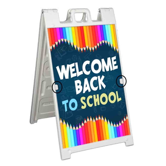 Welcome Back to School (24" X 36") Deluxe A-Frame Signicade, Includes 2 Removable Panels & Stand