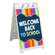 Welcome Back to School 24 X 36 Standard A-Frame Signicade, Includes Decal Applied To Stand