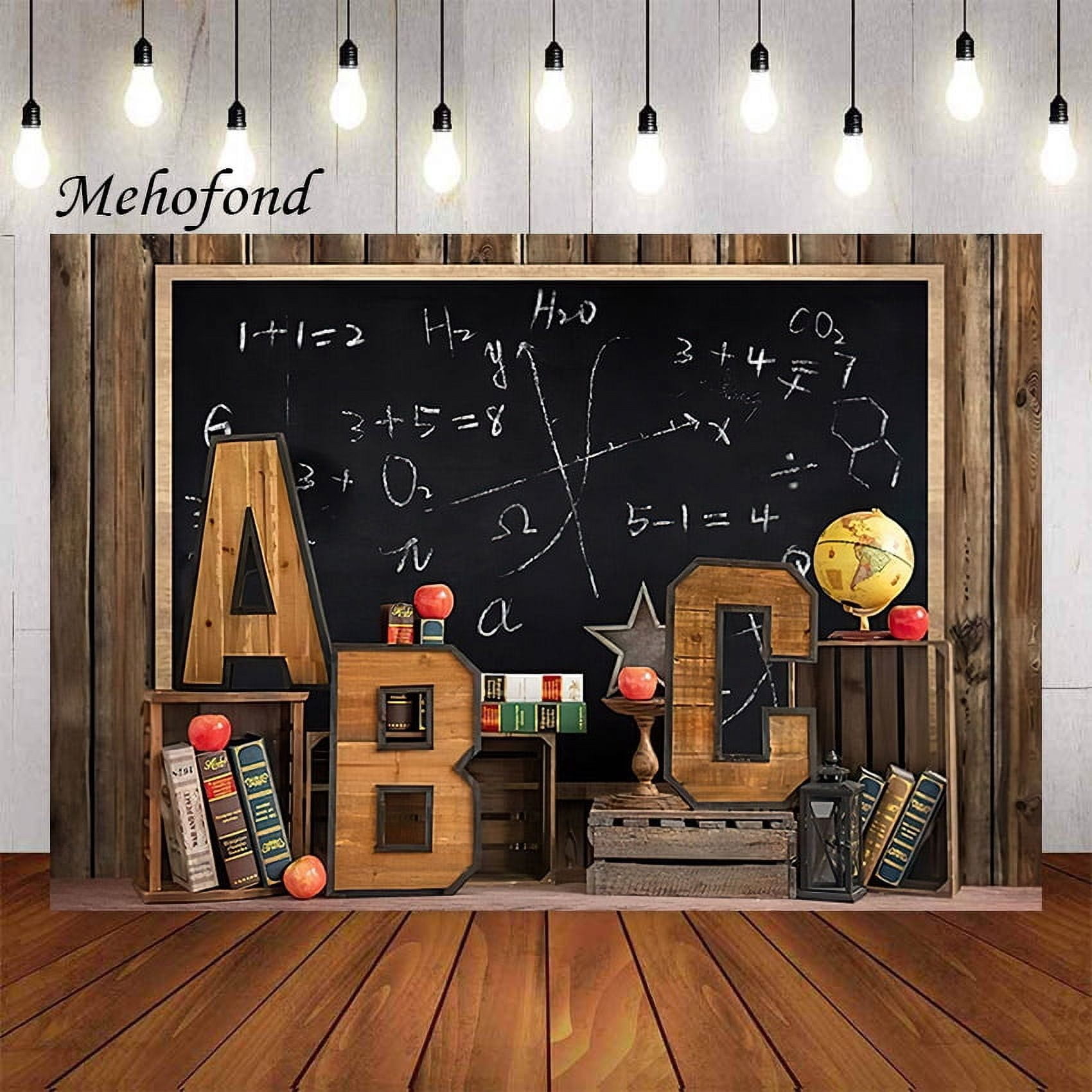 Abc Rentals Backdrop Welcome Back to School ABC Chalkboard Wooden Wall Kid Birthday Party r ...