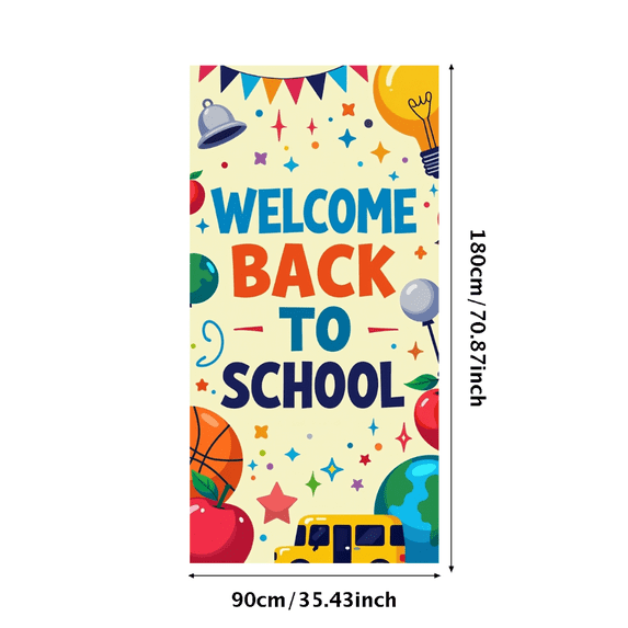 Welcome Back to School Banner Pencil Apple Basketball Decorations Classroom Poster Party Supplies Learning Event Educational Backdrop