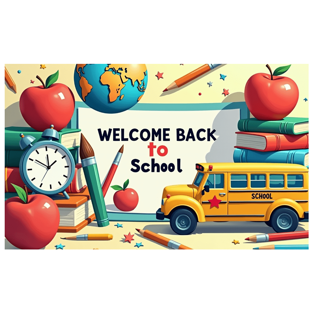 Welcome Back to School Banner Pencil Apple Basketball Decorations ...