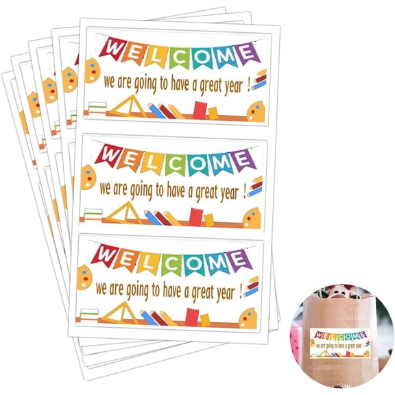 Welcome Back to School Stickers Labels,23 Inch Back-to-School Present Tags 120 Pcs