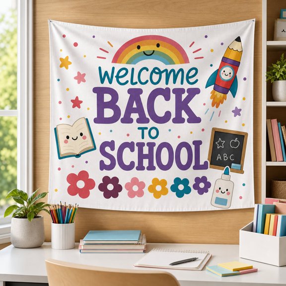 Welcome Back to School Tapestry, Classroom Decor, Teacher Gift