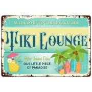 مرحبًا بكم في ديكورات لافتة صالة Tiki في الفناء الخلفي، ديكور خارجي دائم للعلامة المعدنية للشاطئ، بار منزلي، سطح حمام السباحة، جدران سياج الفناء الخلفي، لوحة معلقة من الألومنيوم مقاس 12 &times; 8 بوصة