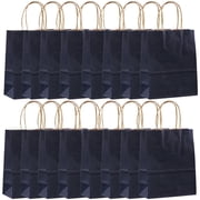 100 Pack Kraft Paper Gift Bags with Handles - Bulk Wedding Welcome Bags| Elegant Deep Blue Guests Handbags, Custom Logo Printing for Guest Favors & Events 8x6x3in