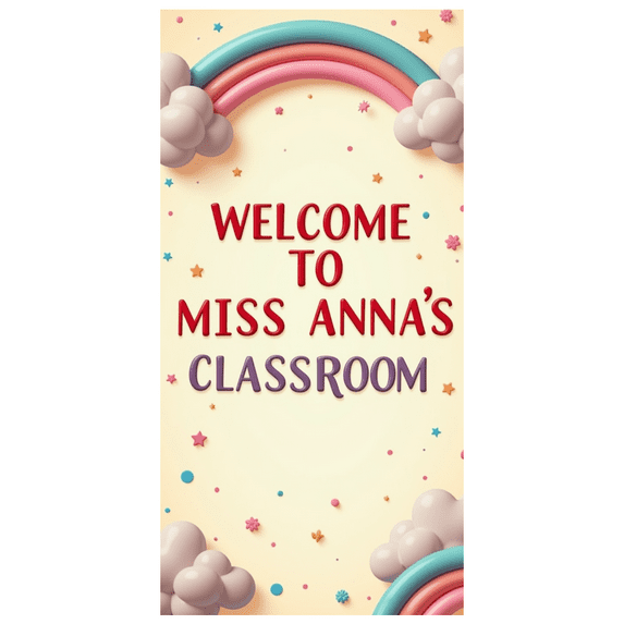 Welcome Banner for Classroom Rainbow Theme Welcome to Miss Anna's Classroom Backdrop Decor Photography Props Party Supplies School Events Reusable Decoration