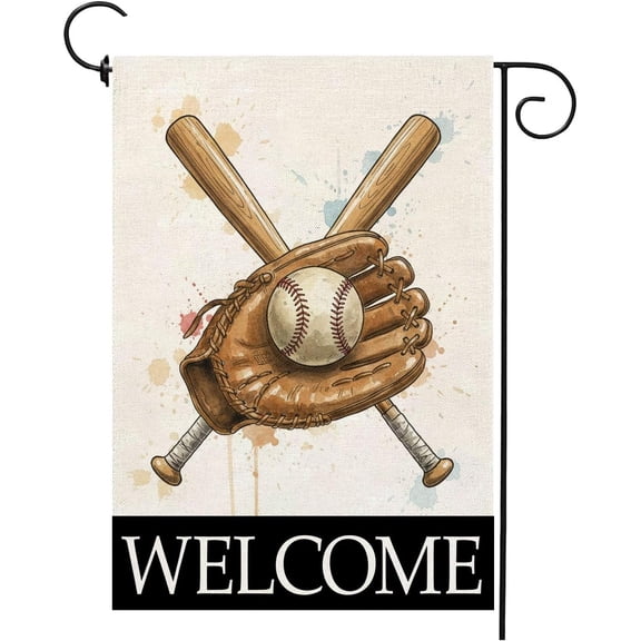 Welcome Baseball Sport Bat Ball League Garden Flag 12 x 18 Inch Double Sided Polyester Outdoor Decor