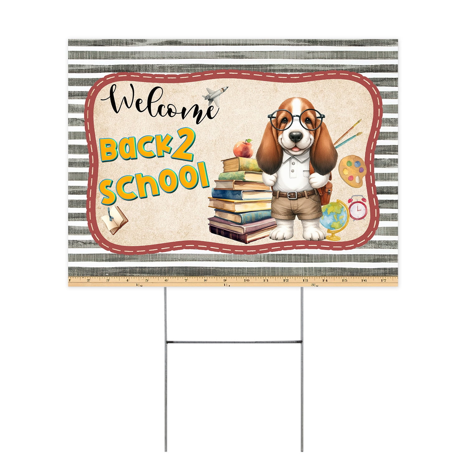 Welcome Basset Hound Back to School Vintage Retro Yard Sign Bassets Dog ...