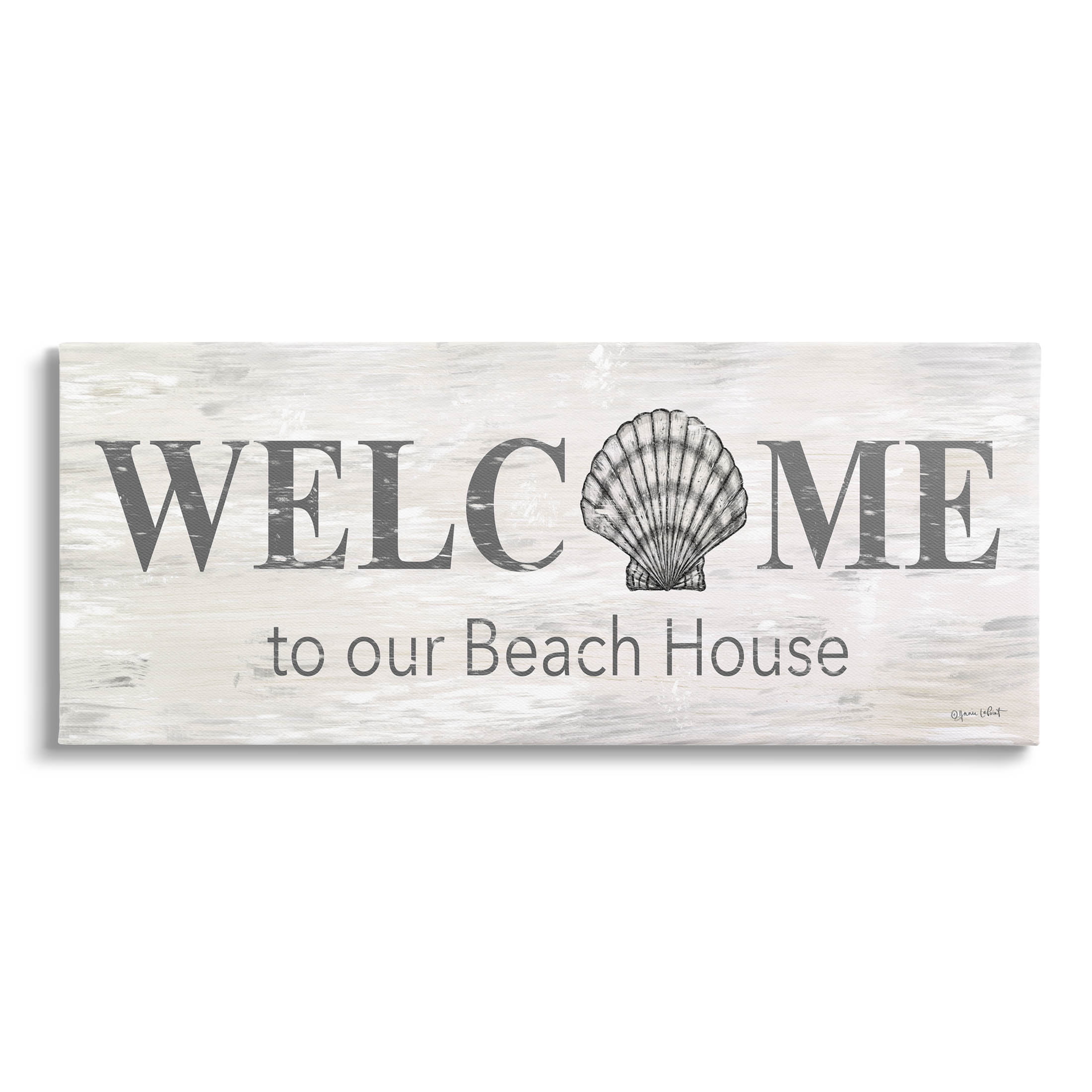 Welcome Beach House Clam Sign Coastal Graphic Art Gallery Wrapped Canvas Print Wall Art