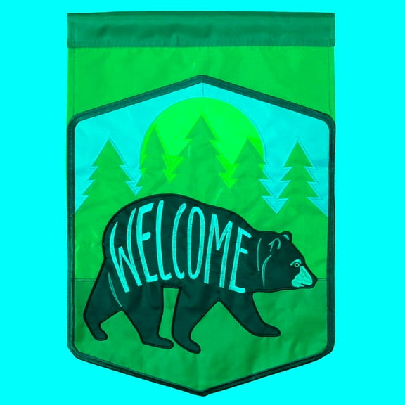 Welcome Black Bear 19 x 7 Large Polyester Outdoor Hanging Garden Flag