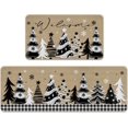 thumbnail image 1 of Welcome Black White Christmas Tree Kitchen Rugs Set of 2, Xmas Holiday Buffalo Plaid Snowfalke Kitchen Mats Decor, Winter Farmhouse Floor Door Mat Home Decorations - 17x30 and 17x47 Inch, 1 of 6