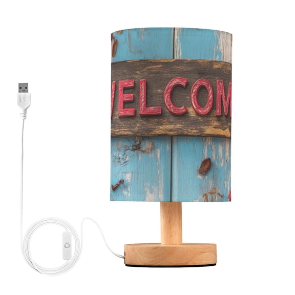 Welcome Board Red Flowers Table Lamp with USB Port LED Warm Light Lamp Night Light Home Decor