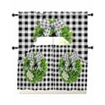 thumbnail image 1 of Welcome Bow Knot Wreath Swag Kitchen Curtains Sets for Windows 24 Inch Length, Summer Flowers Black Gray Plaid Short Window Curtain Panels Swags Valances and Tiers 3 Piece Set for Cafe/Dining Room, 1 of 5
