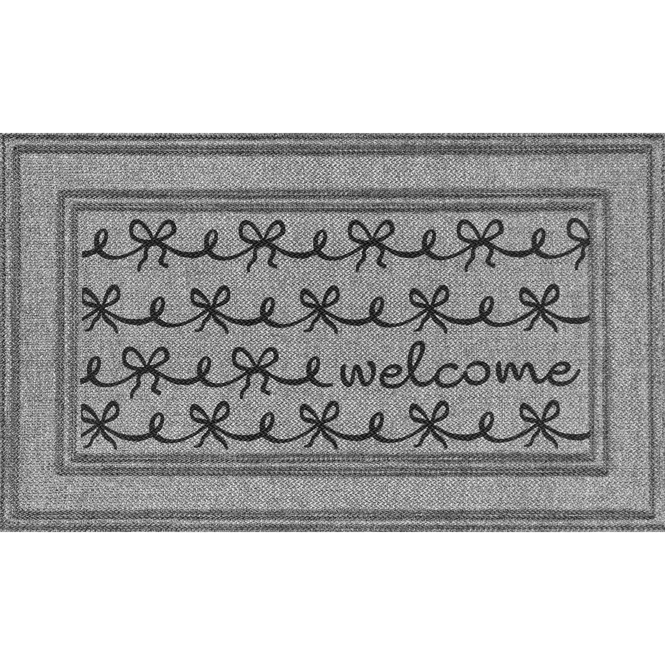 Welcome Bows, Apache Mills Gray 18x30 Indoor Outdoor Entrance Doormat