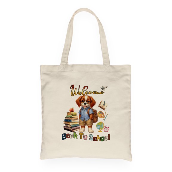 Welcome Brittany Spaniel Back to School Vintage Retro Canvas Tote Bag Brittany Dog Lover Gifts Idea Reusable Shopping Grocery Bag - 02012
