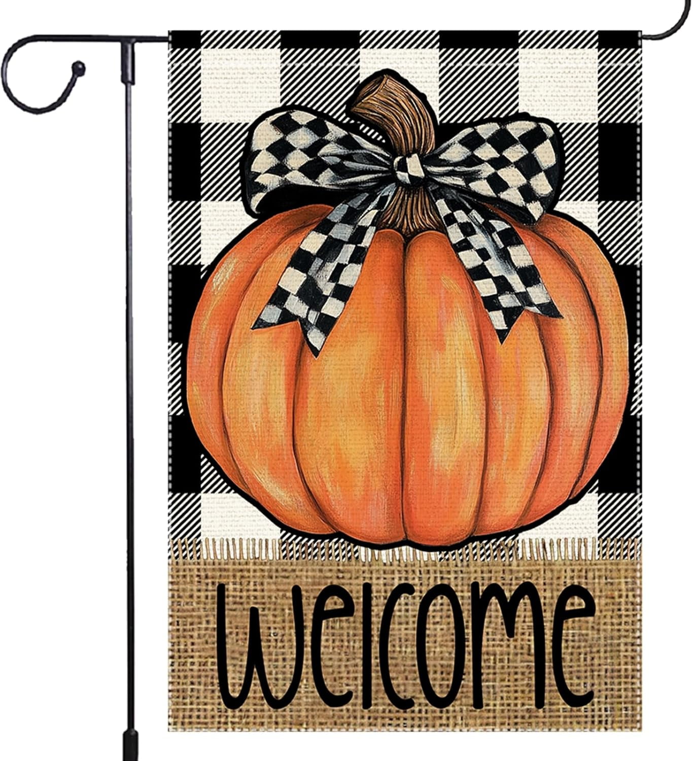 Welcome Buffalo Plaid Fall Garden Flag Pumpkin Garden Flags 12.5x18 ...