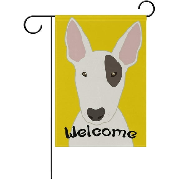 Welcome Bull Terrier Dog Double Sided House Flag 28x40 inch Decorative Yard Flag for Outdoor