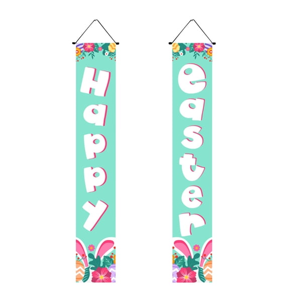 Welcome Bunny Porch Sign Banner,2pcs Happy Easter Door Banner Decoration Mouse Theme Bunny Easter Front Door Welcome Sign Hanging Banner for Spring Theme Easter Supplies