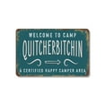 thumbnail image 1 of Welcome To Camp Quitcherbitchin A Certified Happy Camper Area Vintage Style (2 Pack) 7 x 10 Inch Aluminum Metal Sign Smiles Only Gripes Gone Perfect for RVs Cabins Fire Pits Fun Gift, 1 of 6