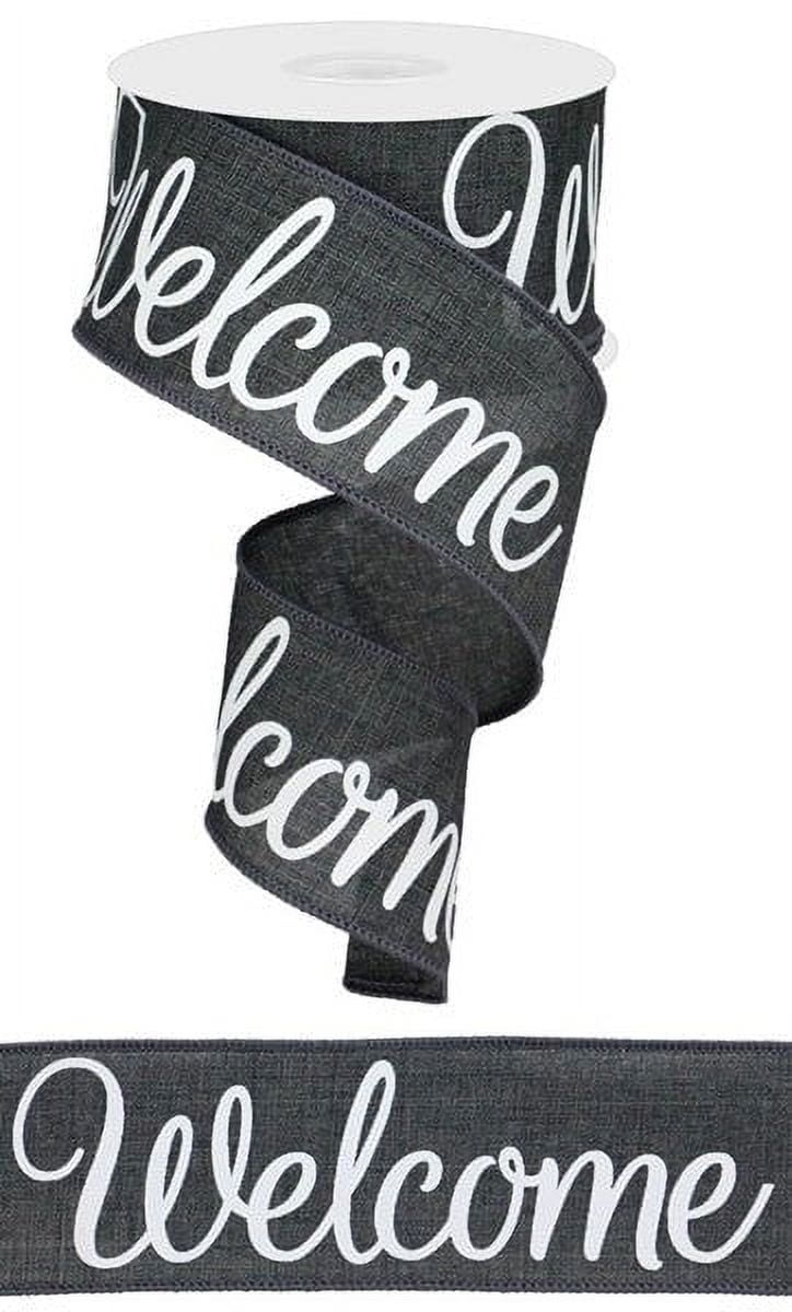 Welcome Canvas Wired Edge Ribbon, 2.5