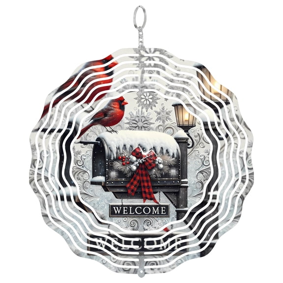 Welcome Cardinal On Mailbox 3D Wind Spinner, Red Bird Metal Ornament, Kinetic Garden Art, Memorial Yard Decor Gift