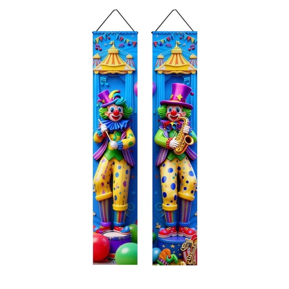 Welcome Carnival Circus Yard Sign Door Banner Carnival Theme Birthday Party Decorations Supplies for Family,70.8x11.8 Inches(Blue)