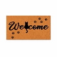 thumbnail image 1 of Welcome, Cat Silhouette Paw Print Doormat - Brown Coir PVC Outdoor Doormat (18x30 inches), 1 of 5