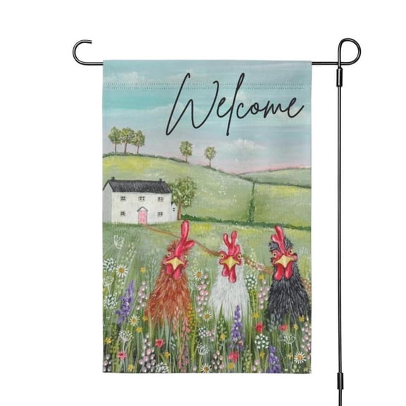 Welcome Chickens Flag 12x18 POLE NOT INCLUDED Garden Flag