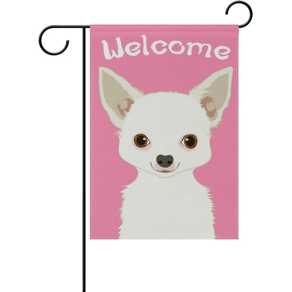 Welcome Chihuahua Dog Double Sided Garden Flag 12x18 inch Decorative Flag for Outdoor Yard Lawn