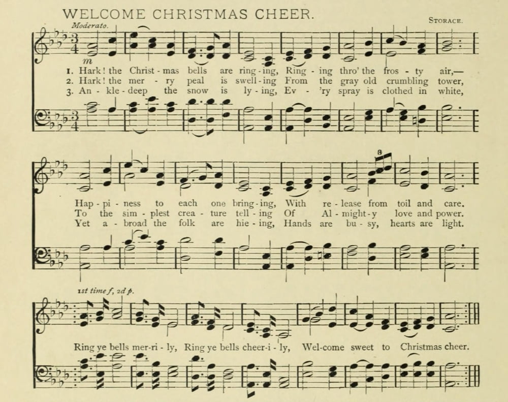 Welcome Christmas Cheer Christmas in Song & Story 1891 Canvas Art - (18 x 24)