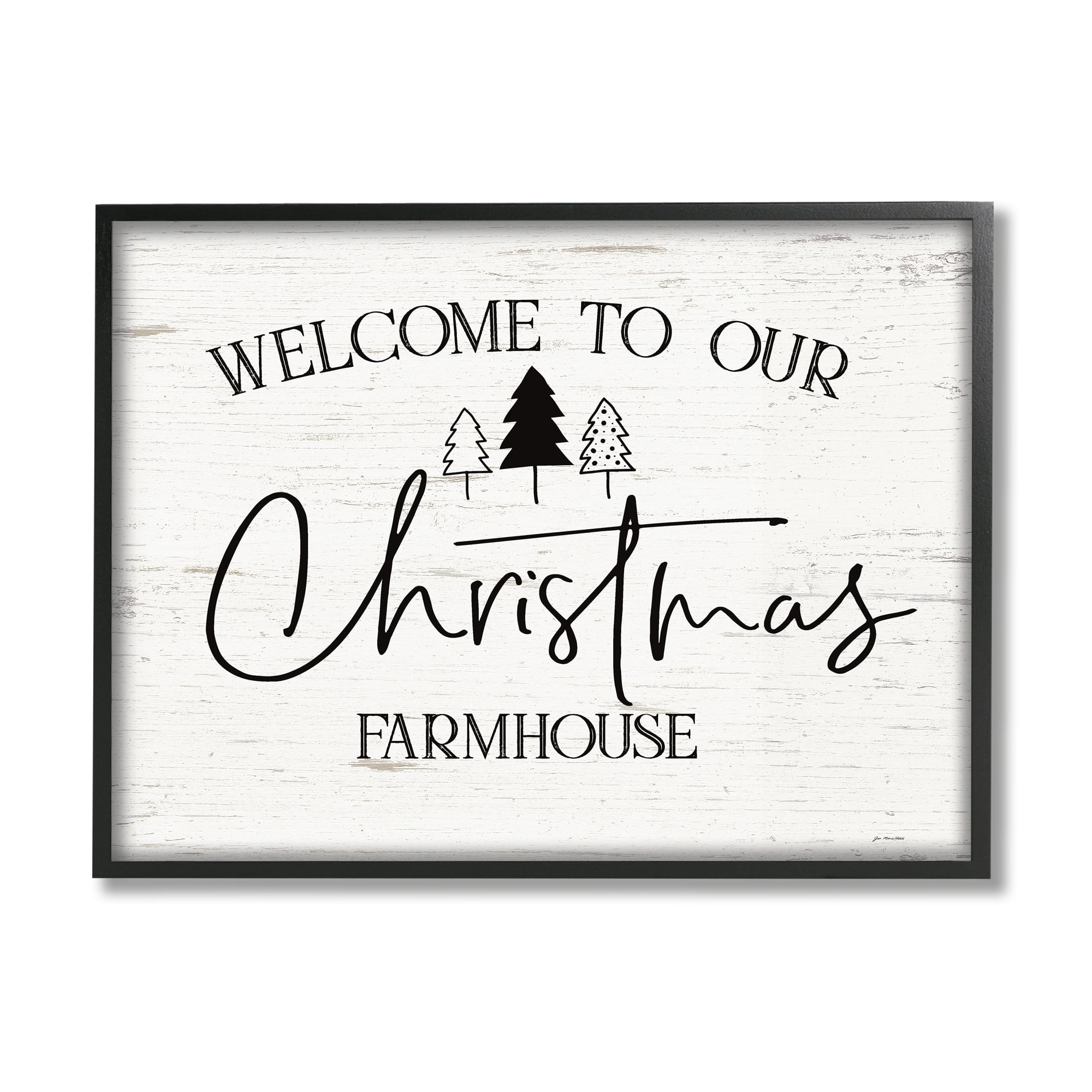 Welcome Christmas Farmhouse Text Rustic Countryside Design Holiday Graphic Art Framed Art Print Wall Art