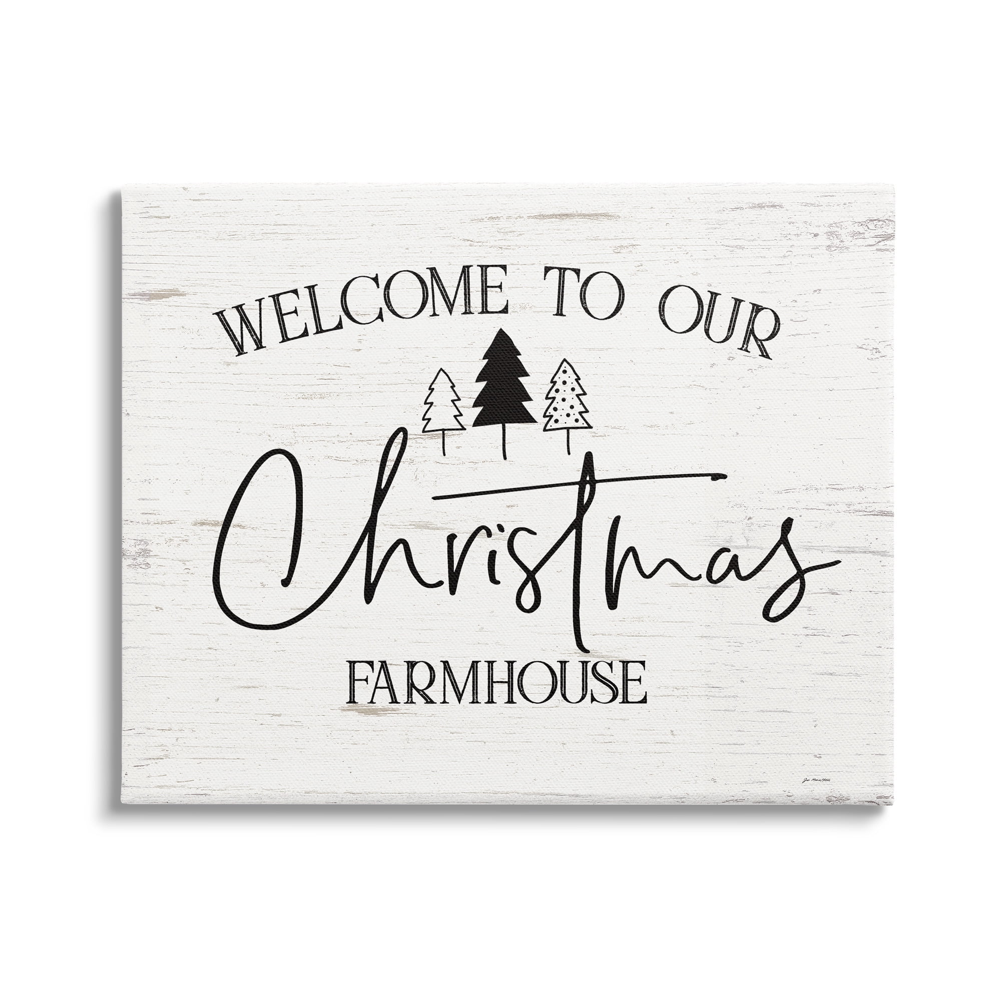 Welcome Christmas Farmhouse Text Rustic Countryside Design Holiday Graphic Art Gallery-Wrapped Canvas Print Wall Art