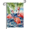 thumbnail image 1 of Welcome Christmas Flamingo Garden Flags 12.5x18 Double Sided Xmas Flamingo with Santa Hat Tropical Tree Winter Beach Yard Outdoor House Flag Banner for Home Christmas Holiday Decorations, 1 of 6