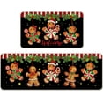 thumbnail image 1 of Welcome Christmas Gingerbread Man Kitchen Rugs Set of 2, Xmas Peppermint Candy Holly Red Berries Kitchen Mats Decor, Holiday Door Mat Home Decorations - 17x29 and 17x47 Inch, 1 of 6