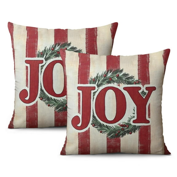 Welcome Christmas Joy Tree Branches Throw Pillow Covers Beautiful Square Cushion Covers 2 Pack Decorative Throw Cushion Case for Couch Sofa Bed Farmhouse