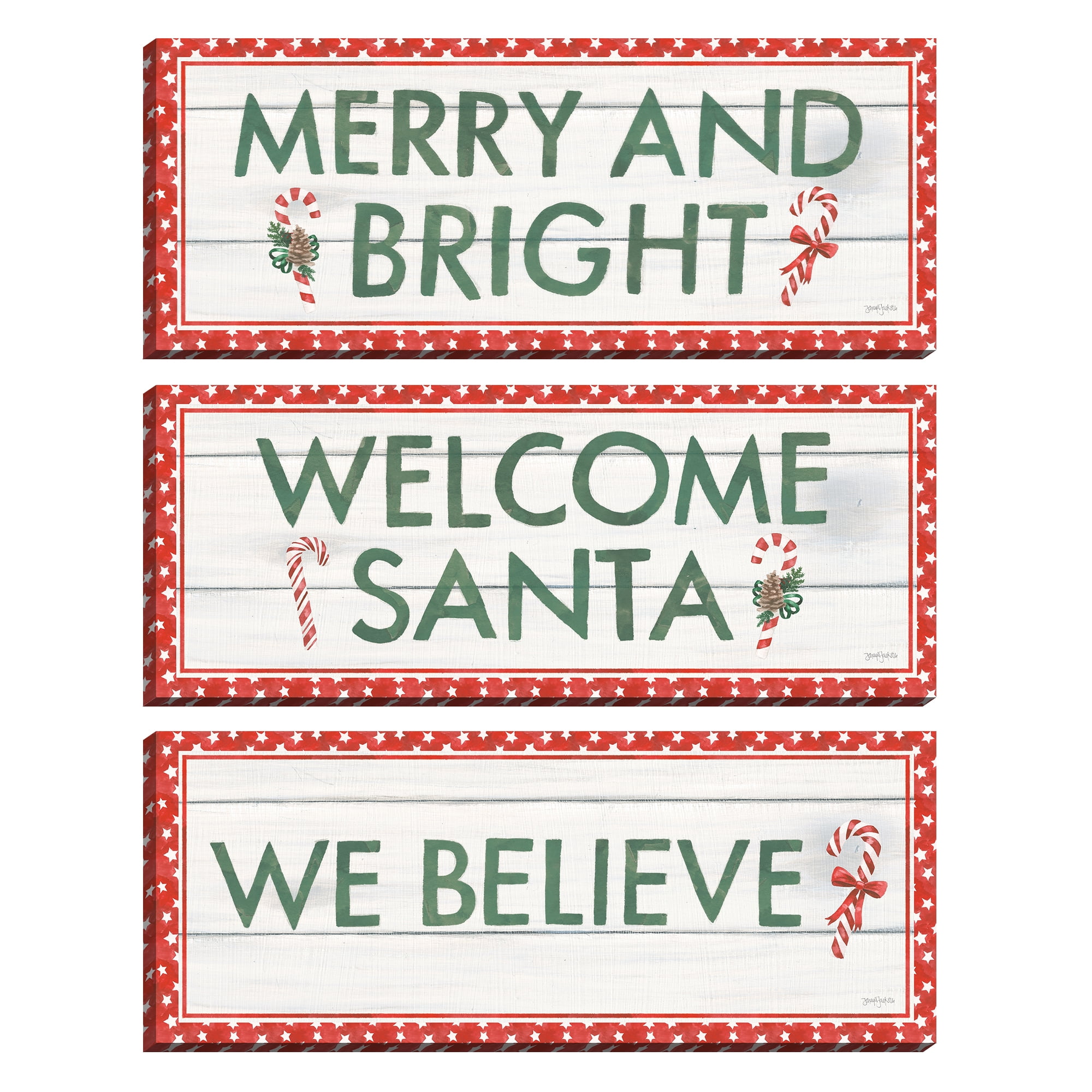 Welcome Christmas Sign I, II, III by Jenaya Jackson Canvas Art Print Set