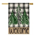 thumbnail image 1 of Welcome Christmas Trees Garden Flag 28 x 40 Inch Vertical Double Sided Buffalo Plaid Winter Holiday Yard Outside Xmas Décor, 1 of 6