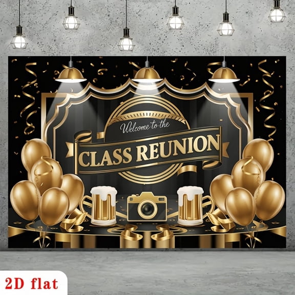 Welcome to The Class Reunion Backdrop 20th 30th 40th Reunion Background Golden Balloons Happy Anniversary Classmate Reunion Party Decorations Banner Supplies Photo Booth Props