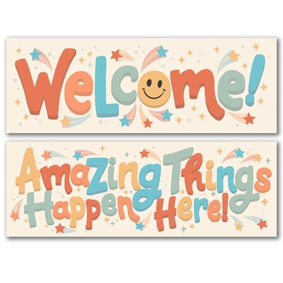 HoneyKICK Welcome Classroom Banner Set of 2, Pastel Back to School Decor