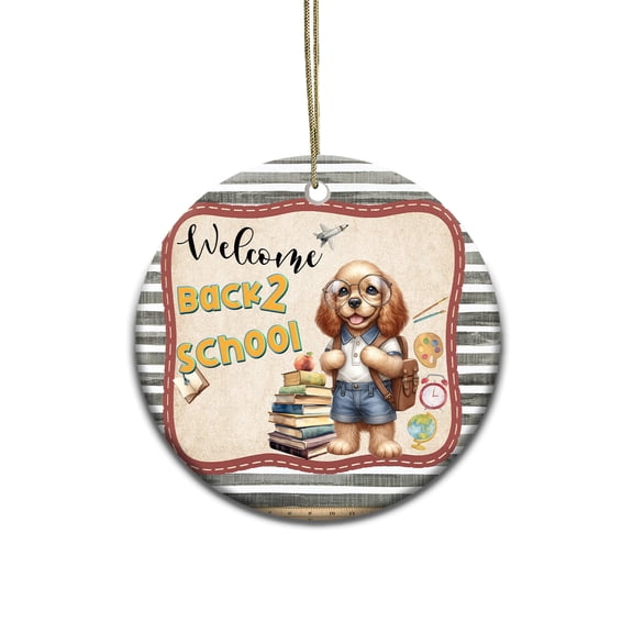 Welcome Cocker Spaniel Back to School Vintage Retro Ceramic Round Ornament Cockers Dog Lover Gifts Home Tree Decor - 02012
