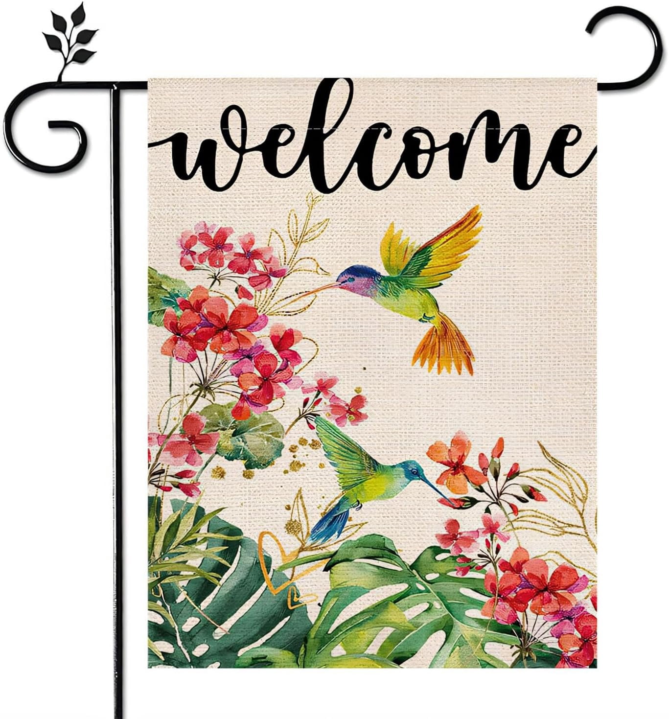 Welcome Colorful Floral Hummingbird Garden Flag, Spring Summer Garden ...