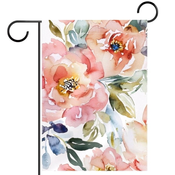 Welcome Colorful Watercolor Floral Flowers Garden Flag, Vertical Double Sided Small House Flag, Yard Farmhouse Outdoor Deck Veranda Lawn Decor 28x40 Inch