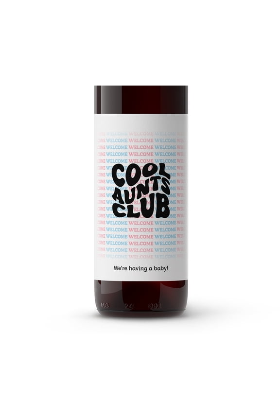 Welcome to Cool Aunts Club Wine Labels SET of 4 Funny Pregnancy Announcement to Friends Sisters Cousins Wine label, Baby Pregnancy Reveal Gift, Alternative to card, Shirt, T-shirt A215-4A