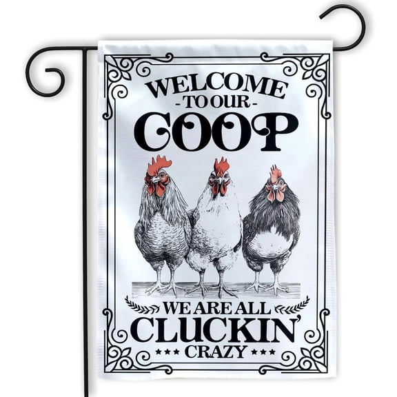 Welcome To Our Coop Garden Flag Cluckin Crazy Chicken Coop Garden Flag Farm Chicken Garden Flag Rooster Garden Flag Chicken Coop Gifts Outdoor Decorations Farmhouse Yard Double Sided