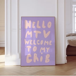 Welcome Crib Purple Typography Quote Wall Decor Unframed Paper Print