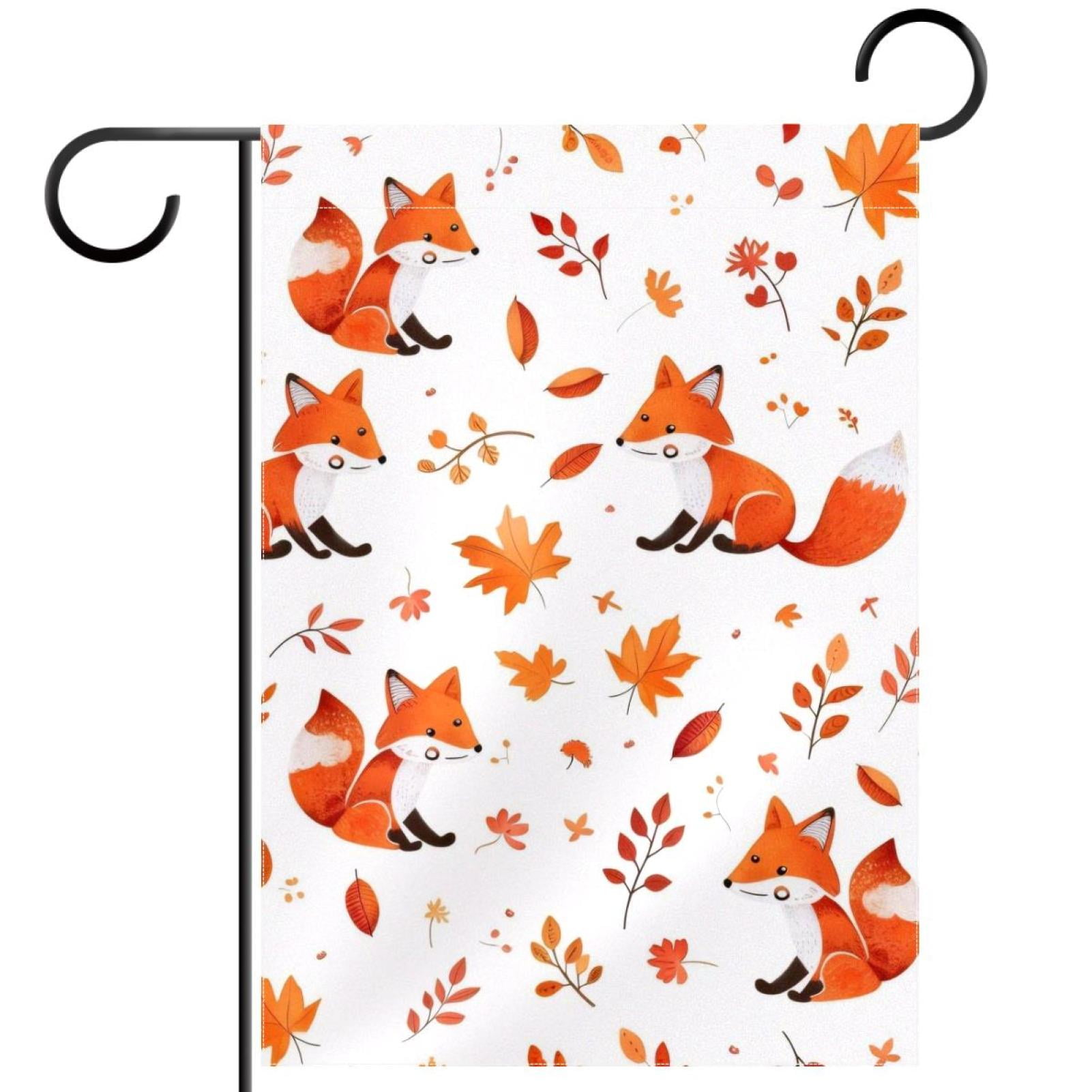 Welcome Cute Cartoon Foxes Garden Flag, Vertical Double Sided Small ...